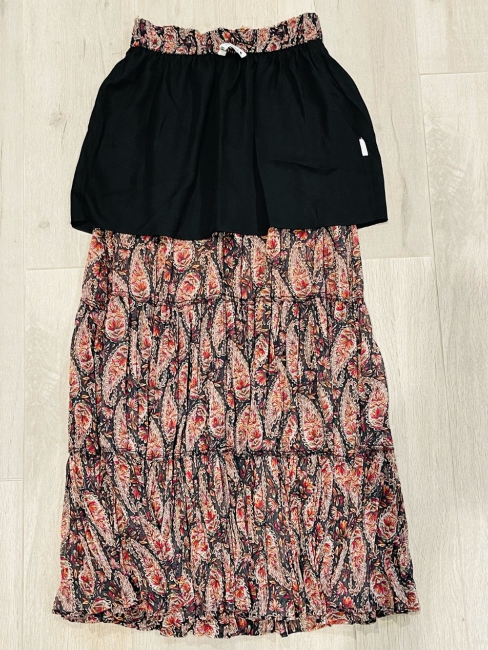 ZARA Boho Paisley Maxi Skirt XS Tiered Flowing Festival Chic - Picture 6 of 8